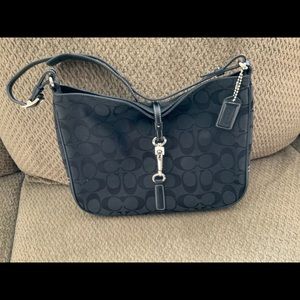 Coach Hamptons Clip Black Monogram Bag